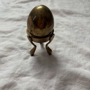 Elegant Brass Decorative Egg on Stand